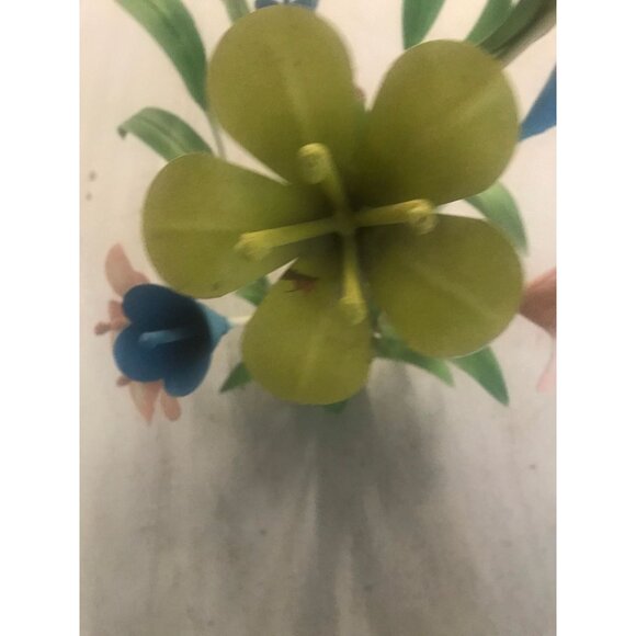 Vtg 1970's Wrought Iron Floral Arrangement 12 Hand Painted Flowers and 10 Leaves - Picture 4 of 10